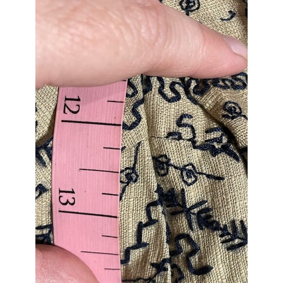 Vintage Talbots All Over Embroidered Chino Pant Linen Blend Navy Tan Chic 12 - Picture 13 of 14